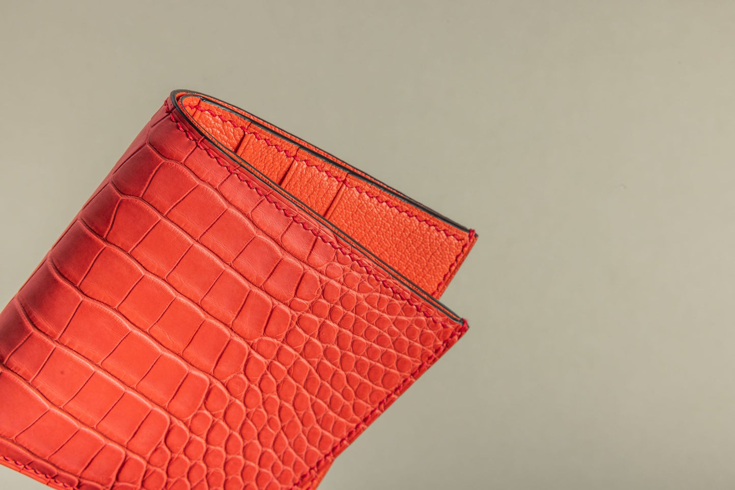Crocodile flap wallet (Rouge)