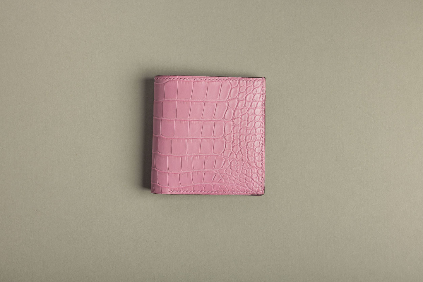 Crocodile flap wallet (baby pink)