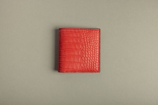Crocodile flap wallet (Rouge)